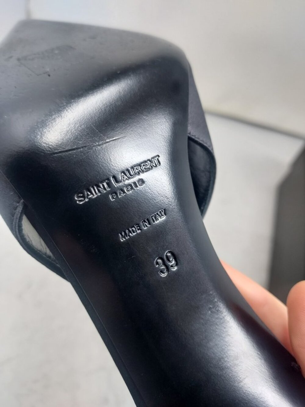 SAINT LAURENT YSL Black Kendall Silk Satin Slingback Pump - Picture 9 of 14
